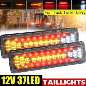 2x 12V 37LED Rear Tail Light Brake Indicator Lamp For Trailer Truck Van Caravan - Picture 1 of 12