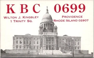 "Postal de radioaficionado PROVIDENCE Rhode Island QSL ""Wilton J. Kingsley" - Imagen 1 de 2