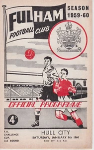 FULHAM V HULL CITY ~ FA CUP 3A RONDA ~ 9 DE ENERO DE 1960 (1) - Imagen 1 de 1
