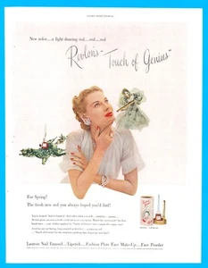 1949 Revlon red lipstick print ad cosmetics fingernail polish - Picture 1 of 3