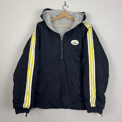 Jaqueta Adidas anos 90 vintage reversível listras amarelas meio zíper bolsos isolados tamanho G - Imagem 1 de 4