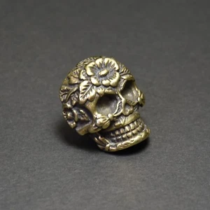 Rose Skull Concho Brass Vintage Floral Skeleton Concho Saddle Hat Leathercraft - Picture 1 of 8