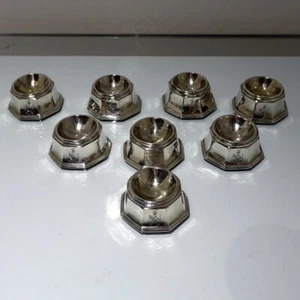 Juego de 8 sales de plata William Hutton eduardiana del siglo XX antiguo - Imagen 1 de 8