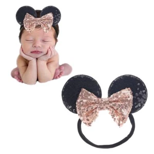 JIAHANG Mouse Ears Sequin Bow Nylon Hairband Hair Bow Nylon Headband Soft Ela... - Picture 1 of 7
