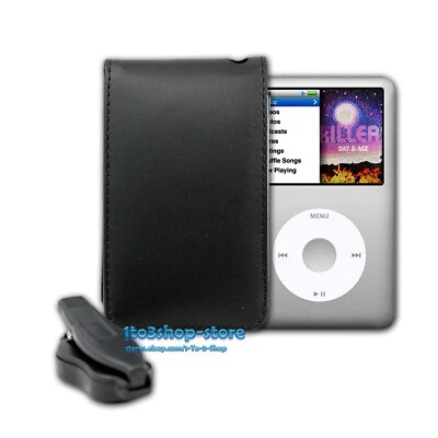 Funda de cuero con clip para cinturón para iPod Classic 80 GB/120 GB/160 GB (Negro) Foto 1 de 4