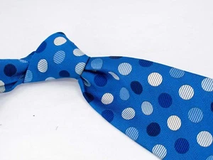 Charles Tyrwhitt Seidenkrawatte blau weiß gepunktet Herren Designer Krawatte Italien - Bild 1 von 5