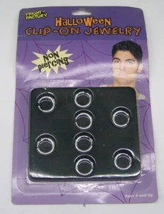 VINTAGE 1/2" HALLOWEEN CLIP-ON ROUND RING JEWELRY NON-PIERCING COSTUME EARRINGS  - Picture 1 of 1