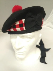 Scottish Balmoral Bonnet Wool Cap Piper Hat Plain Black or Diced Sizes 54 - 64 - Picture 1 of 3