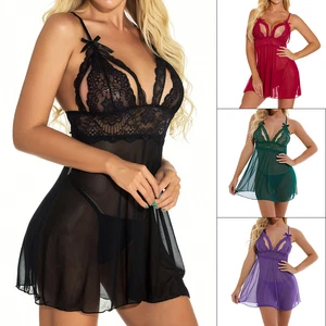 Women Sexy Lingerie Teddy Babydoll Mini Dress Nightgown Lace Underwear Sleepwear - Picture 1 of 31
