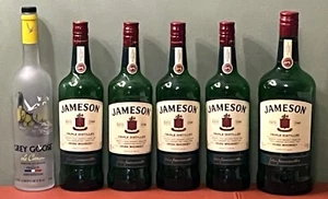 6 leere Flaschen: 4 - Jameson 1 L, Jameson - 1,75 Liter, Grey Goose Citrus Vodka - Bild 1 von 16