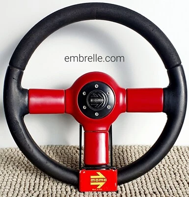 Volante de couro MOMO F35 MUITO RARO 1993 Porsche BMW Honda Civic Mazda JDM - Imagem 1 de 4