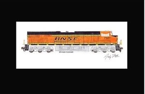 Estampado enmarañado de 11""x17"" BNSF ES44C4 #7107" firmado por Andy Fletcher - Imagen 1 de 1