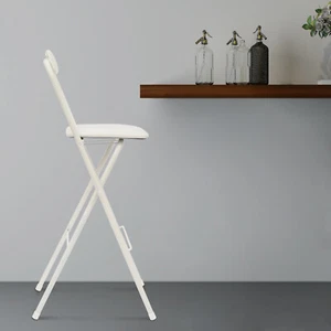 White Foldable Bar Chair, Tall Folding Chair, Folding Stool, Load Capacity 125kg - Picture 1 of 13