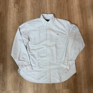 Ralph Lauren Herren XL Button Down Hemd Blau Weiß Gestreift Langarm Baumwolle - Bild 1 von 14