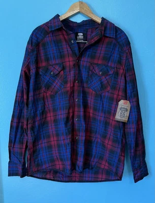 Route 66 Mens Red & Blue Flannel New w Tags Size Large - Image 1 of 4