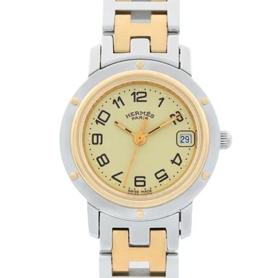 Reloj Pulsera HERMES Clipper CL4.220 Cuarzo Chapado en Oro Acero Inoxidable Usado Mujer Foto 1 de 4