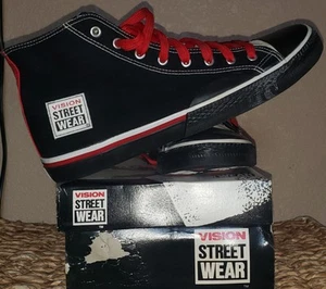 Vision Street Wear Men's canvas Hi Top Retro BLACK Skate Shoe Size US 11 NOS - Picture 1 of 9