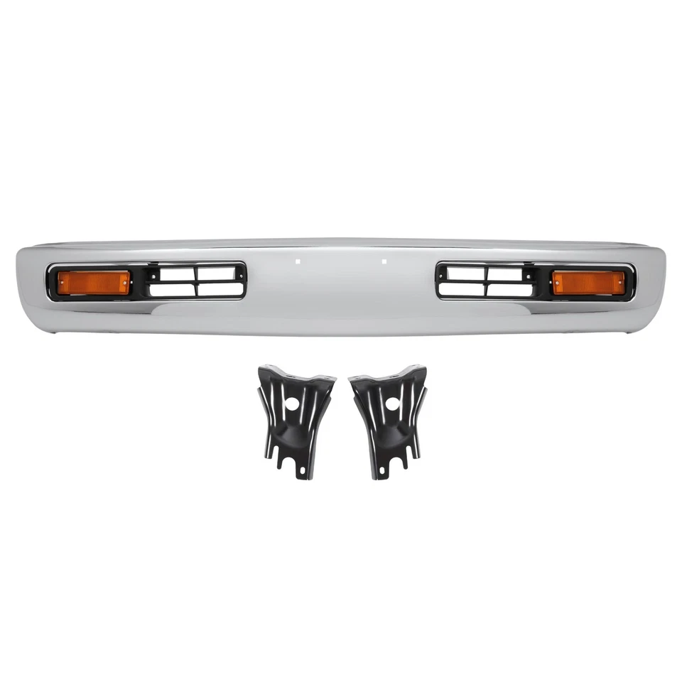 Para 1996-97 Nissan Pickup para-choque dianteiro cromado com moldura de suporte de luz de seta - Imagem 1 de 4