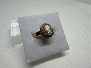 Vintage handgefertigter 14K 585 Gelbgold handgeschnitzter Kamee Ring Größe 5,75, europäisch - Bild 1 von 14