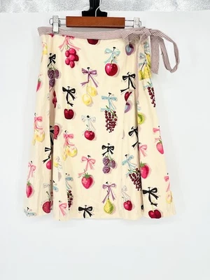 Falda ANTHROPOLOGIE Elevenses patrón de frutas 100 % algodón talla 4 cinta a rayas Foto 1 de 4