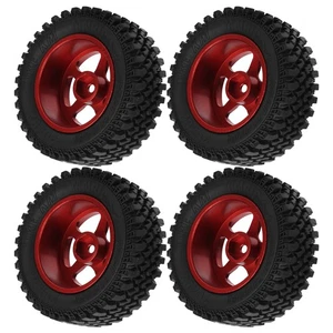 (Red)4Pcs Remote Control Metal Wheel Hub Rubber Tires Replacement For MN86 DM - Picture 1 of 12