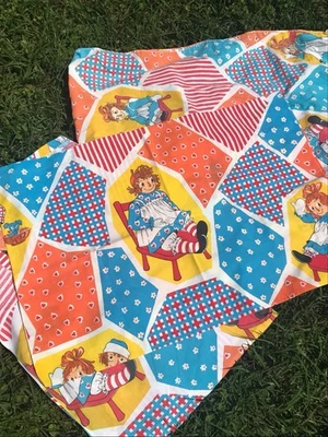 Juego de cama de colección Raggedy Ann And Andy años 80 70 estampado de retazos doble  Foto 1 de 4