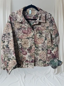 Caribbean Joe Vintage Damen Größe Large Blumen Gobelin Blazer Jacke EUC B-41” - Bild 1 von 24