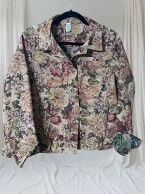 Caribbean Joe винтажный женский размер большой цветочный гобелен блейзер куртка б/у в отличном состоянии B-41" - Изображение 1 из 4