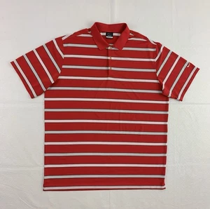 Nike Golf Polo Shirt XXL Short Sleeve Button Up Red White Stripe - Picture 1 of 8