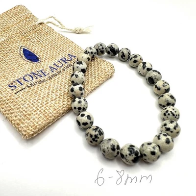 Einzigartiges Armband aus Dalmatiner Jaspis (Kugel 6 mm) - Bild 1 von 4