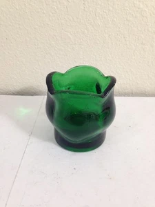 VTG Tulip  Shape Green Blown Glass Votive candle Holder heavy for size - Picture 1 of 7