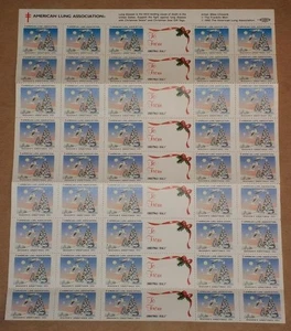 FOGLIO COMPLETO 45 1993 AMERICAN LUNG ASSOCIATION SIGILLI DI NATALE 9 ETICHETTE REGALO, MNH/OG - Foto 1 di 3