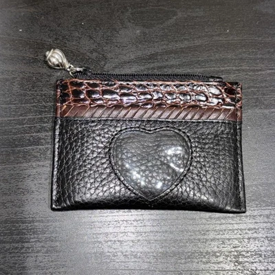 Mini tarjetero de cuero Brighton Croc con cremallera para monedas Foto 1 de 4