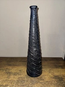 Vintage Karaffe/Vase Kunstglas MCM Empoli Amethyst lila Welle 15,5" hoch - Bild 1 von 3