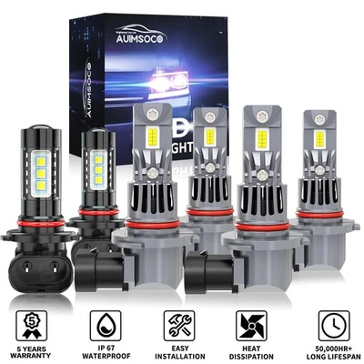 LED Headlights+Fog Lights Bulbs For 2003 2004 2005 2006 GMC Sierra 1500 2500 HD  - Изображение 1 из 4