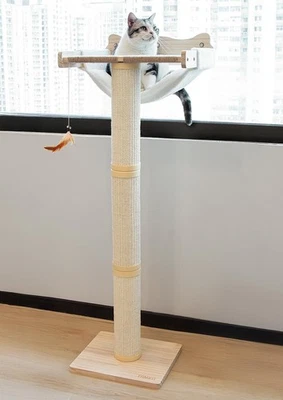 New Cat Window Perch with Scratching Post 47.3" Adjustable Tall Posts &Upgraded - Image 1 of 4