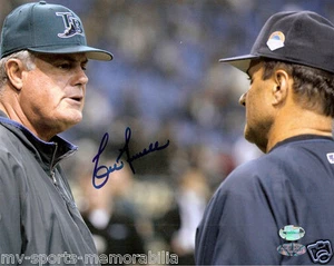 FOTO 8x10 firmada por Lou Piniella (con Joe Torre) ~ certificado de autenticidad firmado - Imagen 1 de 2