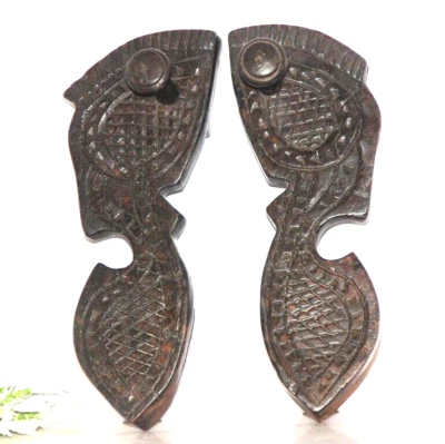 Ancient Wooden Handcrafted Hindu/Buddhist/Jain Saints Foot Khadau Paduka Slipper - Image 1 of 4