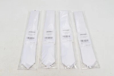 Corbata ajustada lisa blanca lisa 4 Pensee para hombre 1,58" Foto 1 de 3