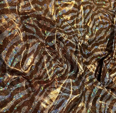 3 Yard Brown Silver Hologram Stretch Knit Fabric 54” Width - Image 1 of 4