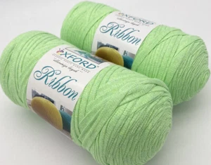 Oxford 100% Cotton Ribbon Tape Yarn - Crochet Bags baskets - 2x250g Rolls -Green - Picture 1 of 6