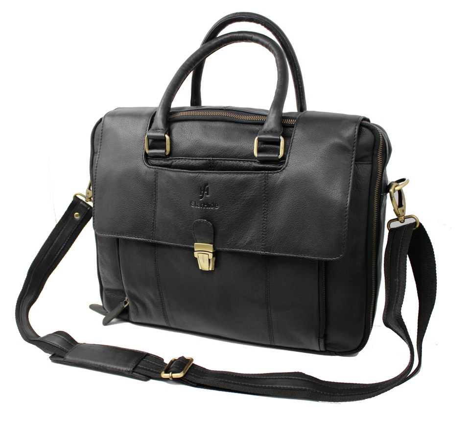 Bolso Bandolera StarHide Cuero Real 15.5 Pulgadas Laptop Viaje Negro 530 Foto 1 de 4