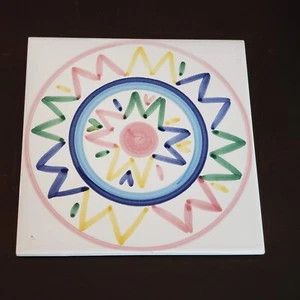 Caleca Sol 8" Untersetzer/Fliese Pastell Geometrisch Sonne Hergestellt in Italien Post Modern - Bild 1 von 5