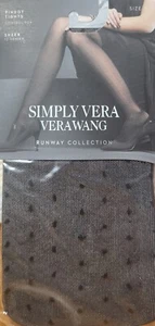 Vera Wang Simply Sheer Pindot Tights Black Runway Collection - Picture 1 of 2