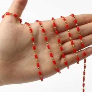 Stainless Steel Beads Chains - Cylinder Bead Chain 1M DIY Jewelry Making Finding - Picture 1 of 22