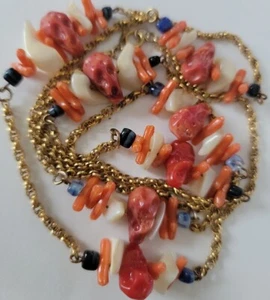 Vintage Cadoro Faux Corak Branches Gold Tone Chain Link  Necklace 40"L - Picture 1 of 10