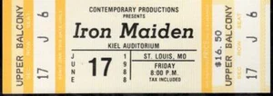 Boleto Iron Maiden para un concierto 6, 17, 1988 en el auditorio de Kiel T # 17 J 6 - Imagen 1 de 3