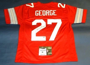 EDDIE GEORGE AUTOGRAPHED OHIO STATE BUCKEYES OSU JERSEY AASH HEISMAN LAST ONE - Picture 1 of 3