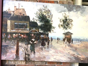 Dipinto olio su tela nuovo/allungato--24"x36" PAESAGGIO-Galleria/Qualità Museo - Foto 1 di 2