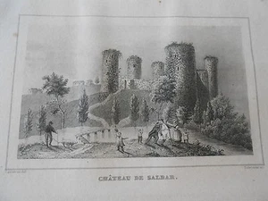 Gravure sur acier 1838 Les Deux Sèvres Château de Salbar - Picture 1 of 1